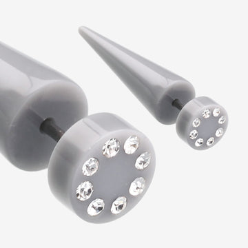 A Pair of Multi Gem Solid Acrylic Faux Taper Earring-Gray